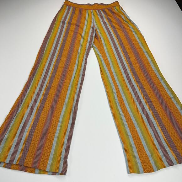Anthropologie Drew Wide Leg Multi Stripe Pants Boho CA80904 Agave Size S - Picture 9 of 9